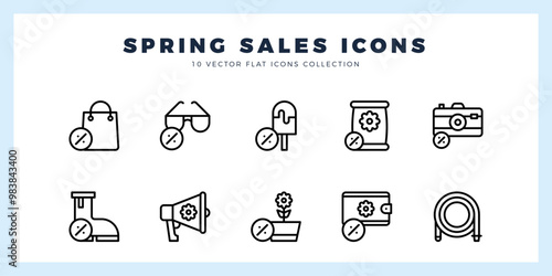 10 Spring Sales Lineal icons pack. vector illustration.