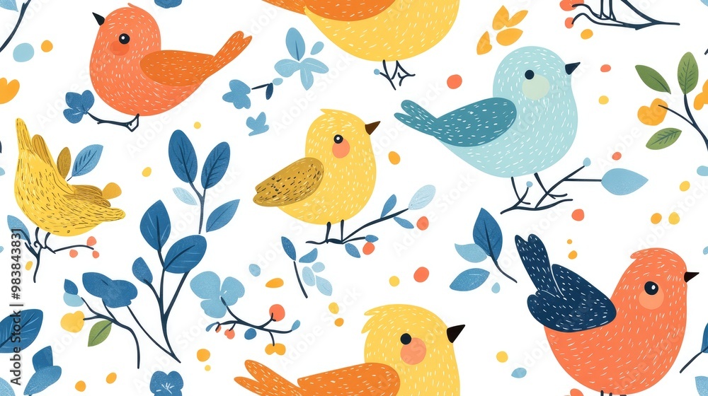 Adorable bird seamless pattern at 5000px 300dpi Adorable bird seamless pattern at 5000px 300dpi
