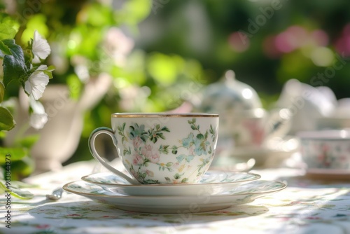 Garden tea party with vintage china set