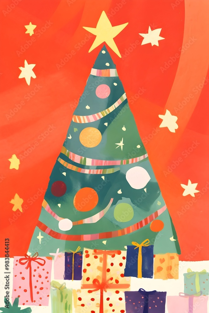Christmas Tree Merry Christmas Illustration Children's story book art style, watercolor artwork, Greeting card, banner wallpaper HD, Hand drawn, Xmas, snowing, wall art, printable, card Christmas Tree Merry Christmas Illustration Children's story book art style, watercolor artwork, Greeting card, banner wallpaper HD, Hand drawn, Xmas, snowing, wall art, printable, card