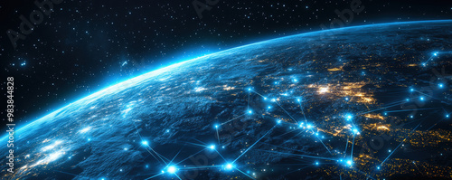 International data streams and virtual marketplaces visualized in web banner