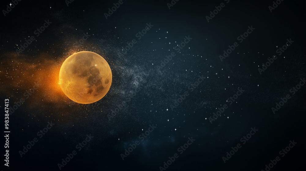 Fototapeta premium Sun and Stars Alignment, an artistic constellation and sun combination representing both day and night, with copy space, The September Equinox