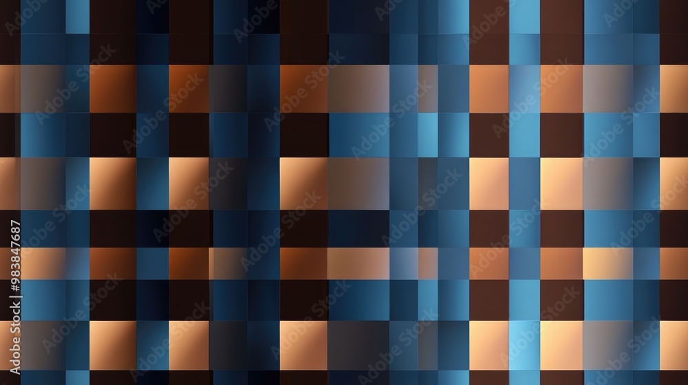 Abstract seamless checkerboard pattern in blue and brown with complementary hues Abstract seamless checkerboard pattern in blue and brown with complementary hues