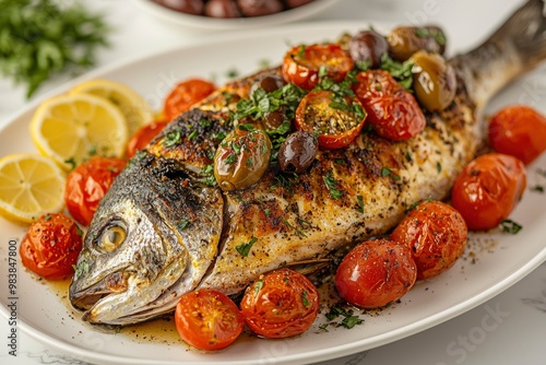 Roasted Fish with Cherry Tomatoes and Green Olives