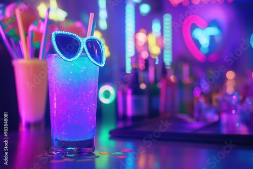 Neon-themed 80s retro party decoration