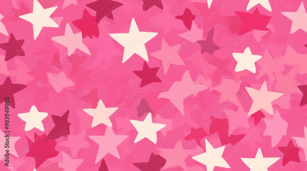 Seamless pattern featuring a pink star background Seamless pattern featuring a pink star background