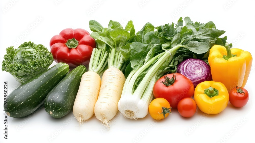 Fresh Colorful Vegetables on a White Background Fresh Colorful Vegetables on a White Background