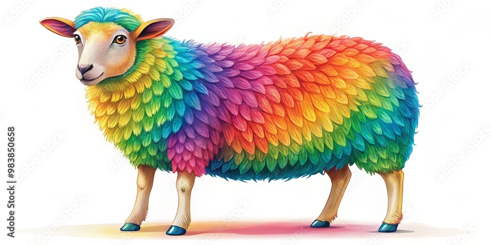 Naklejka premium Charming hand-drawn sheep illustration ideal for children’s books and educational content, adding warmth and whimsy to