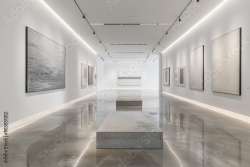 Minimalist Gallery Interior with Artwork