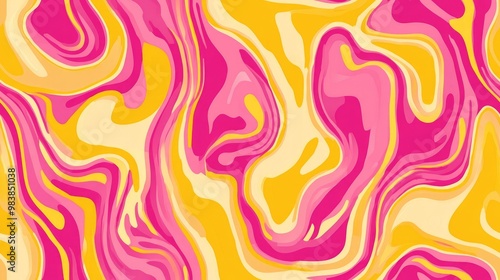 Vibrant pink and yellow seamless pattern swatch suitable for print High quality illustration featuring an abstract background or wallpaper design Dynamic and expressive chic pattern design