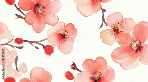 Seamless watercolor pattern featuring delicate flowers perfect for textiles and design