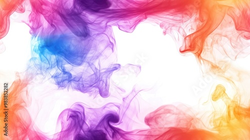 Vibrant abstract smoke against a white backdrop colorful ink effects dynamic smoke background