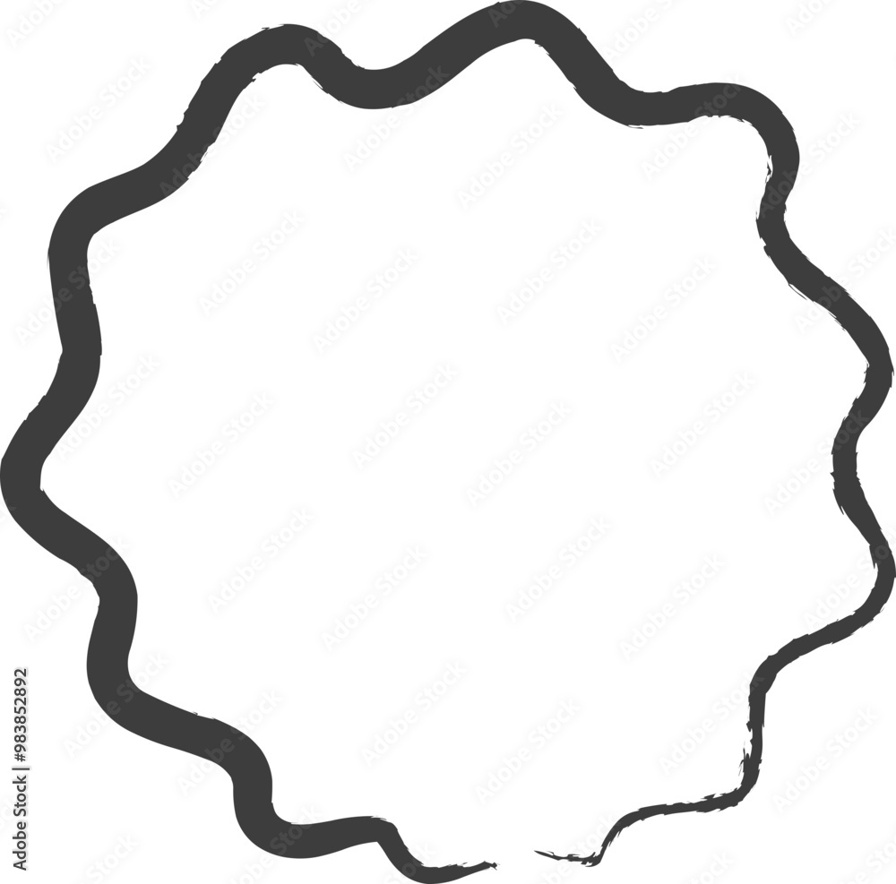 A wavy, circular brushstroke outline, ideal for creative design elements and artistic projects. A wavy, circular brushstroke outline, ideal for creative design elements and artistic projects.