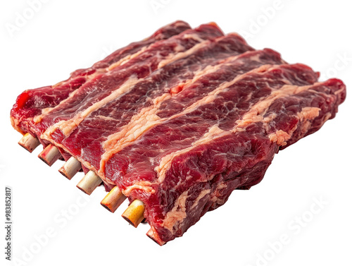 Raw beef ribs with transparent background. photo