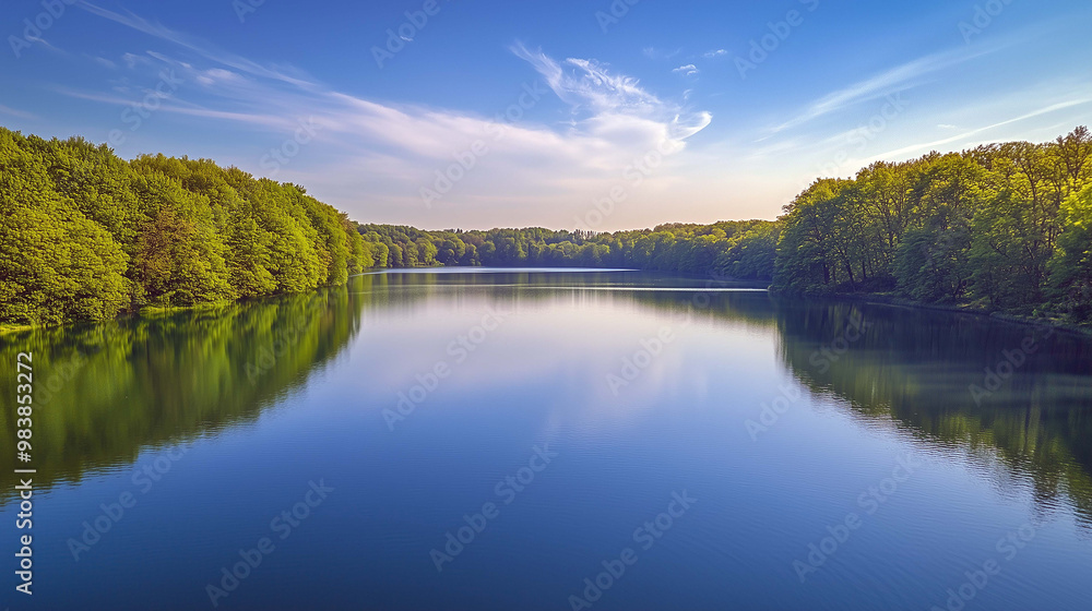 Pristine Calm, Aerial Capture of a Quiet Lakeside Surrounded by Nature Pristine Calm, Aerial Capture of a Quiet Lakeside Surrounded by Nature