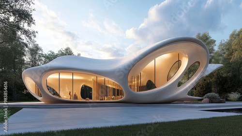 Modern Architectural Design with Curved Lines.