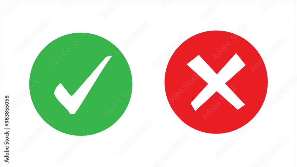 Check mark and cross symbol Check mark and cross symbol