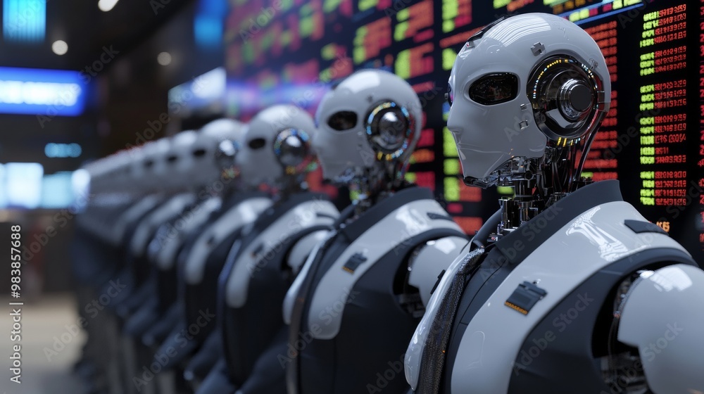 AI Robots in a Trading Room. AI Robots in a Trading Room.