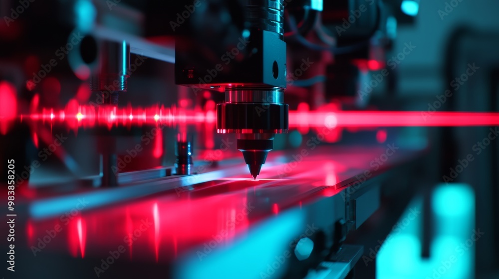 Fototapeta premium Laser Cutting Machine in Operation.