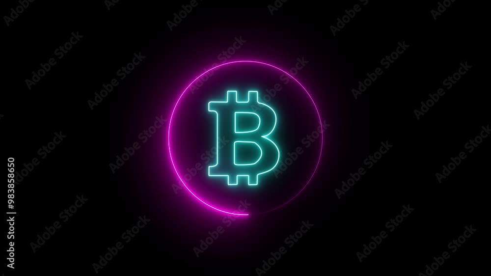 glowing neon Bitcoin sign animation icon price money wealth Bitcoin coin animated sing symbol Versatile money themed title or background with variations of motion, light intensity and size. glowing neon Bitcoin sign animation icon price money wealth Bitcoin coin animated sing symbol Versatile money themed title or background with variations of motion, light intensity and size.