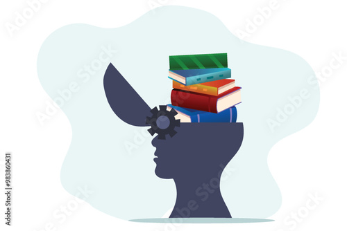 Personal development and experience improvement with never stop learning mindset vector illustration concept