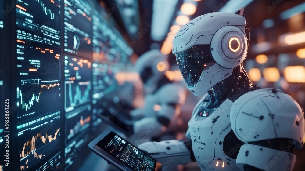 AI Robot Analyzing Data. AI Robot Analyzing Data.
