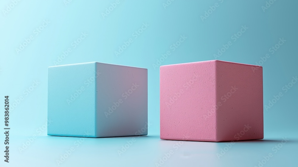 Abstract Blue and Pink Geometric Shapes on a Blue Background Abstract Blue and Pink Geometric Shapes on a Blue Background