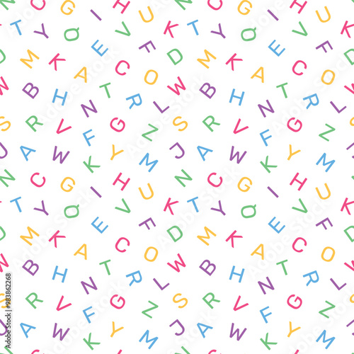 seamless pattern of alphabet letters with a transparent background, suitable for children's pattern design needs, for print, fashion, surfaces, wrapping paper, covers and others