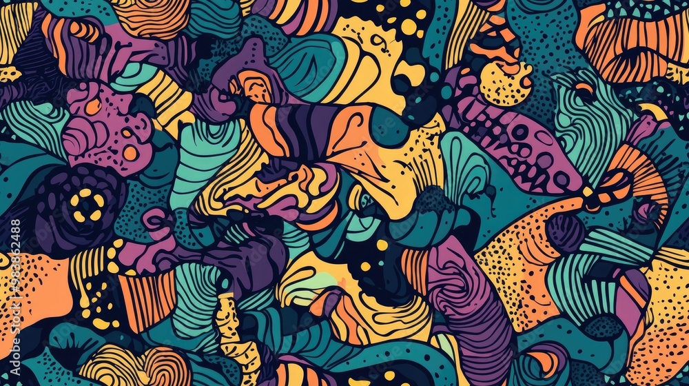 Abstract seamless pattern featuring handmade doodles in a Zentangle inspired art style Abstract seamless pattern featuring handmade doodles in a Zentangle inspired art style