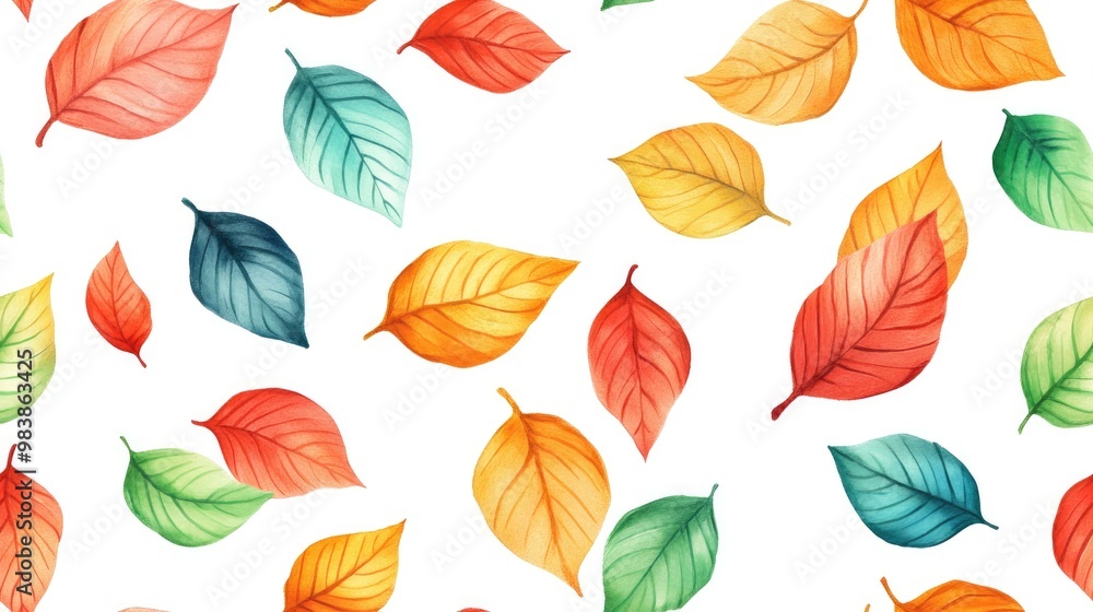 Seamless pattern of hand painted watercolor leaves Seamless pattern of hand painted watercolor leaves