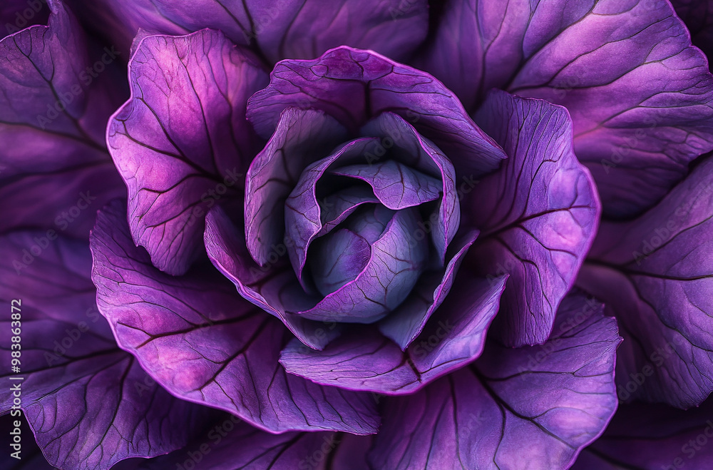 Close-up of an ornamental cabbage with purple leaves Close-up of an ornamental cabbage with purple leaves