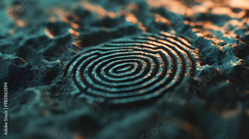 Unique fingerprint vector illustration, perfect for security and identity design photo