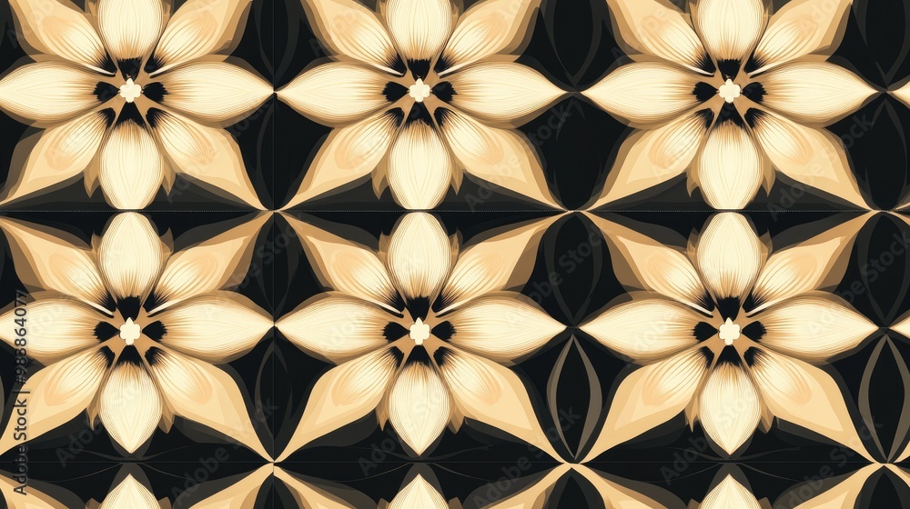 Luxurious background featuring an ornate geometric design Retro inspired creative pattern in a floral style Elegant and minimalistic fabric print Luxurious background featuring an ornate geometric design Retro inspired creative pattern in a floral style Elegant and minimalistic fabric print