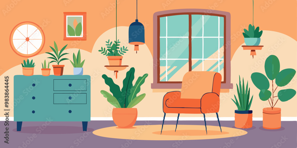 Modern Interior Design with Sofa Set Flat Vector Isolated Modern Interior Design with Sofa Set Flat Vector Isolated