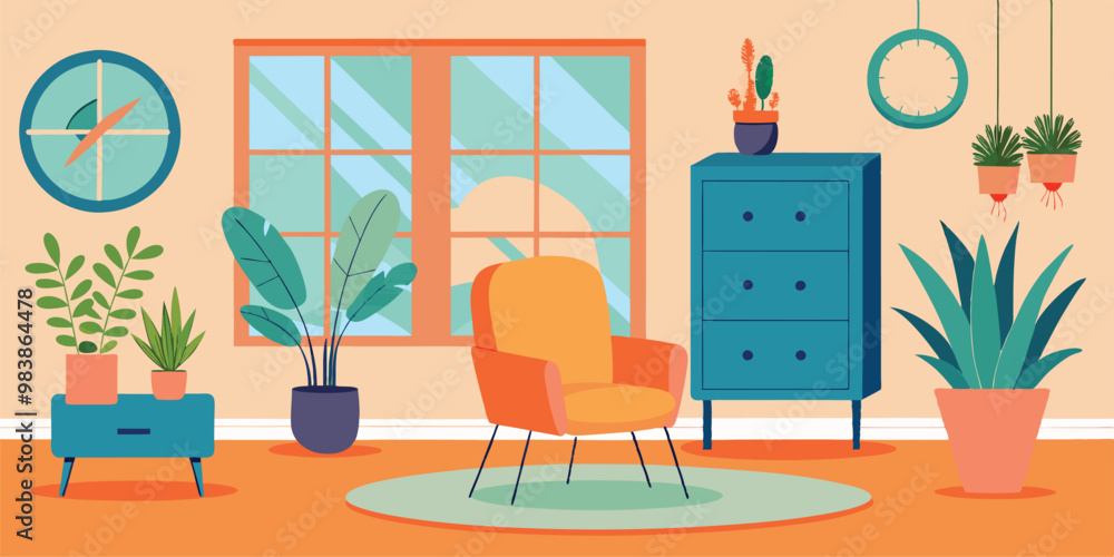 Modern Interior Design with Sofa Set Flat Vector Isolated Modern Interior Design with Sofa Set Flat Vector Isolated