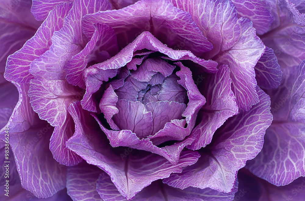 Fototapeta premium Close-up of an ornamental cabbage with purple leaves