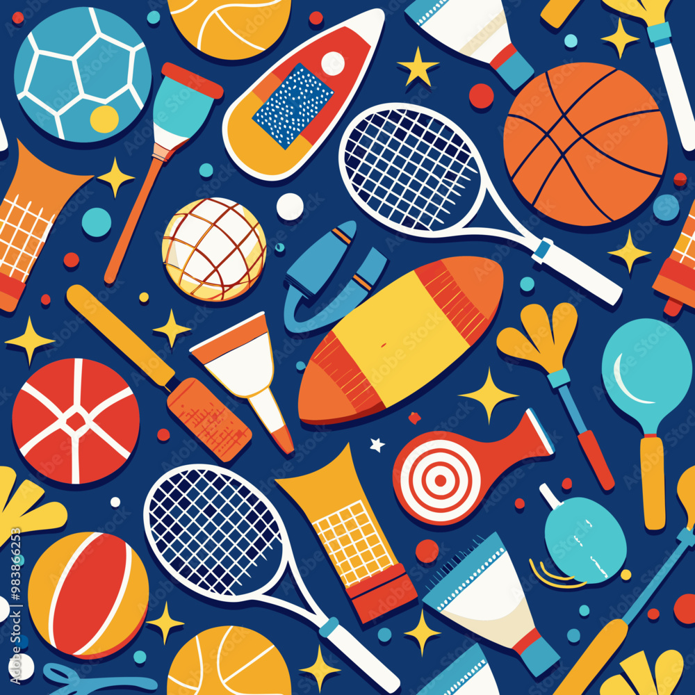 seamless pattern with  sports equipment 