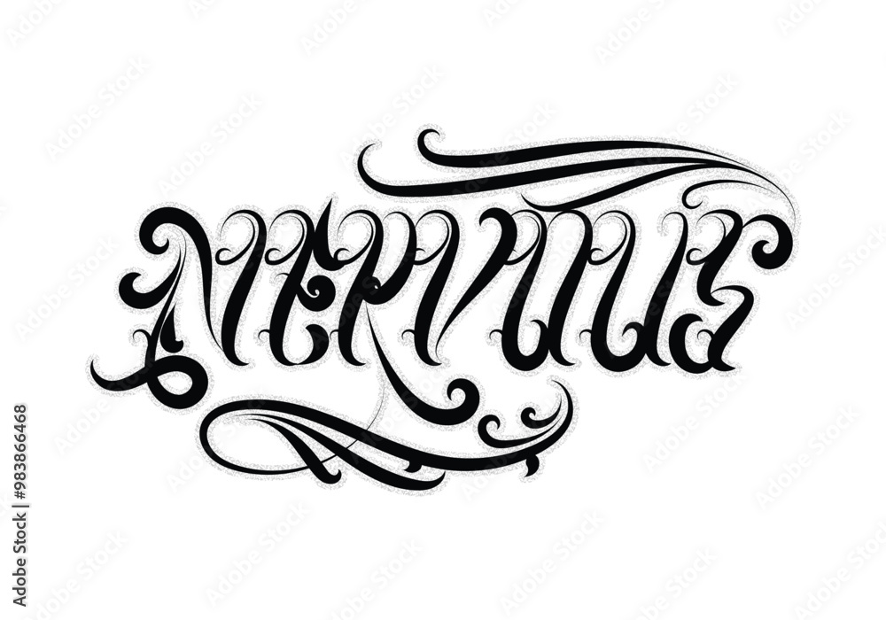 NERVOUS tattoo lettering style design NERVOUS tattoo lettering style design