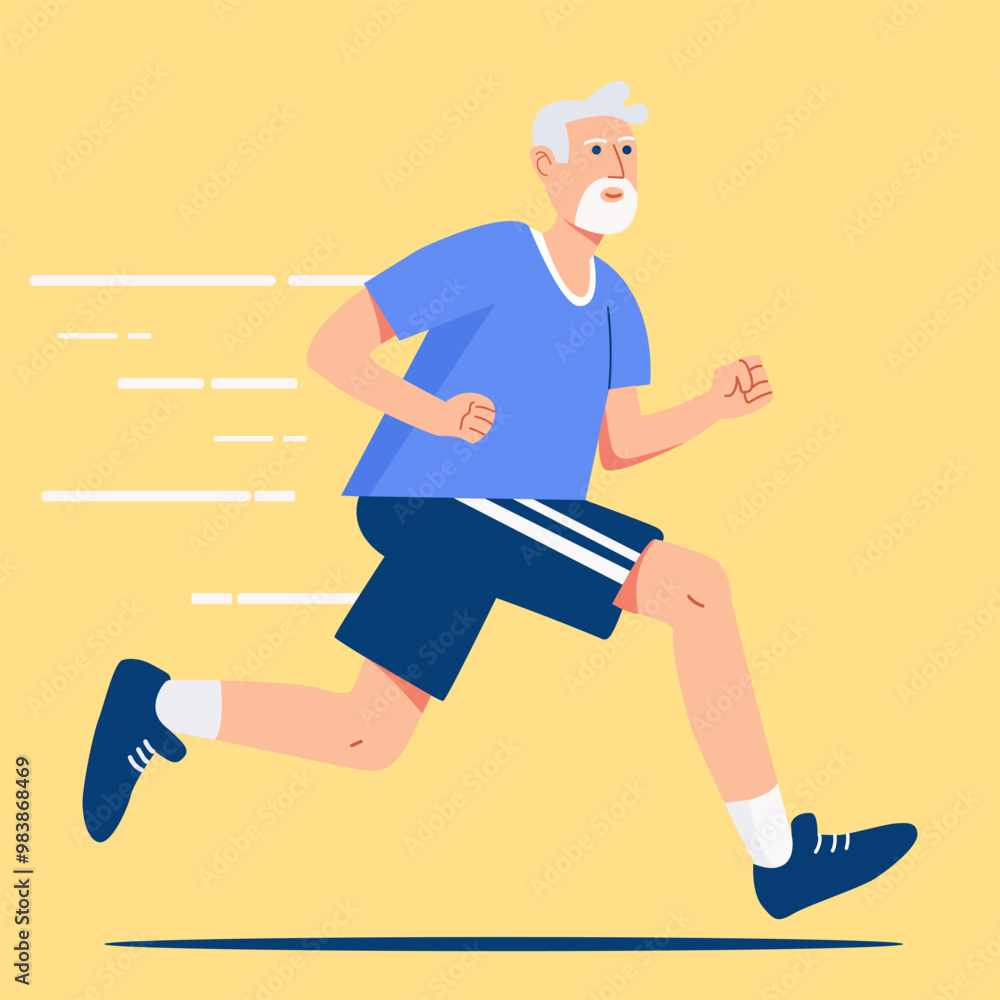 Vector illustration of an elderly man running, symbolizing active lifestyle and senior fitness Vector illustration of an elderly man running, symbolizing active lifestyle and senior fitness