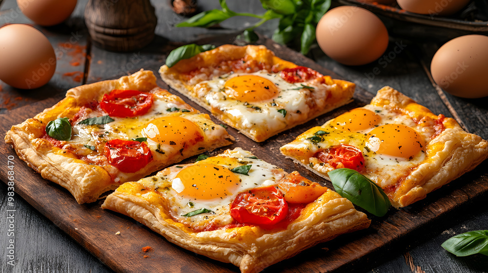 Isolated red-sauce pizza with mozzarella cheese, tomato, and ham on a white plate Isolated red-sauce pizza with mozzarella cheese, tomato, and ham on a white plate