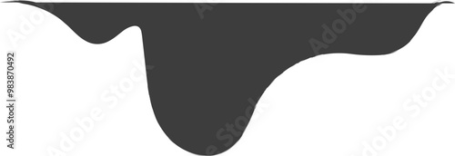 Abstract black brushstroke resembling a paint splash, ideal for artistic and creative designs.