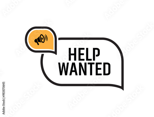 Help wanted sign on white background	