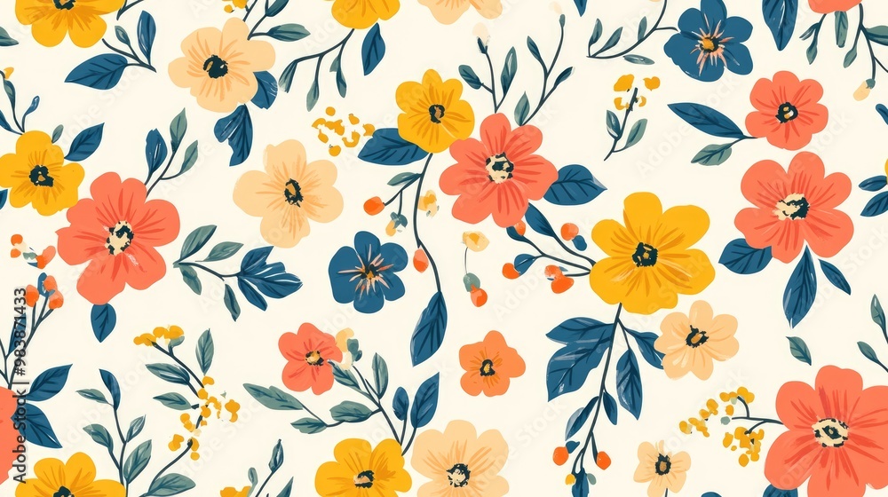Seamless Pattern featuring Small Simple Flowers for use in Cards Covers or Curtains A Colorful Feminine Ornament with a Bright Modern Texture in a Rustic Style Background Design with Small Flowers Seamless Pattern featuring Small Simple Flowers for use in Cards Covers or Curtains A Colorful Feminine Ornament with a Bright Modern Texture in a Rustic Style Background Design with Small Flowers