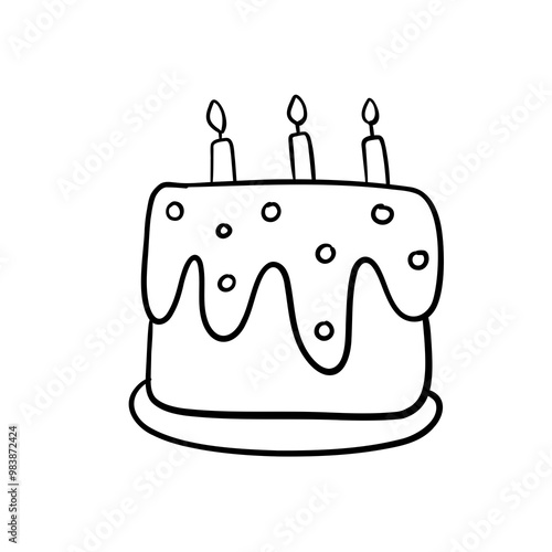 Cake outline black and white 