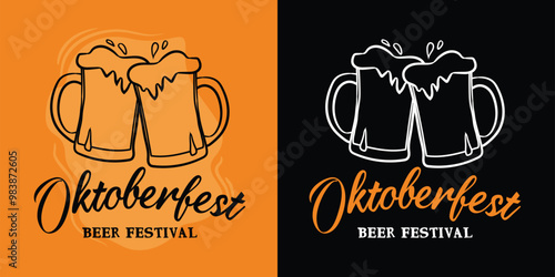 A vector typography design for an Oktoberfest beer festival, featuring a coffee mug in a creative and unique style. photo