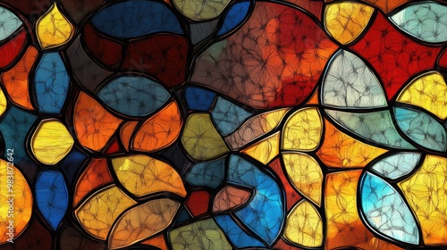 Seamless stained glass texture for window 3D illustration