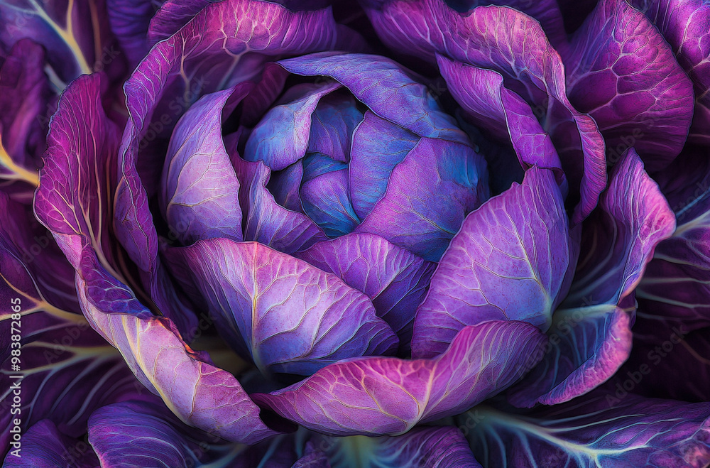 Obraz premium A purple cabbage with rich colors and detailed textures