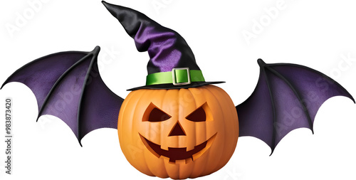 halloween pumpkin with bat
