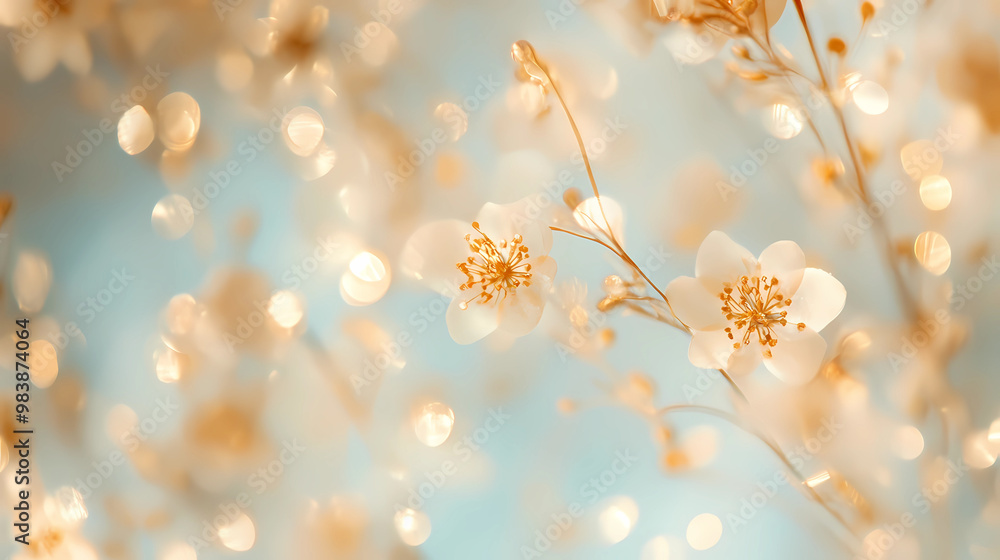 Fototapeta premium flower bokeh shining background for invitation card, wallpaper or banner, generated ai