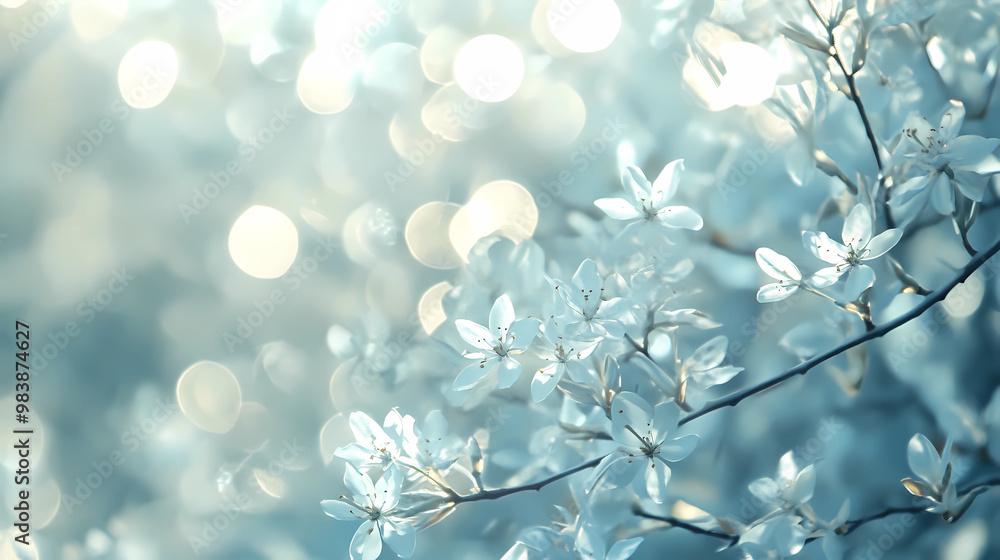 Fototapeta premium flower bokeh shining background for invitation card, wallpaper or banner, generated ai